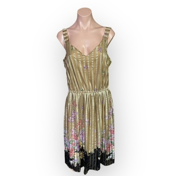 Dresses & Skirts - Vintage 70’s ILGWU Union Made Alori Inc Sleeveless Pleated Floral Midi Dress